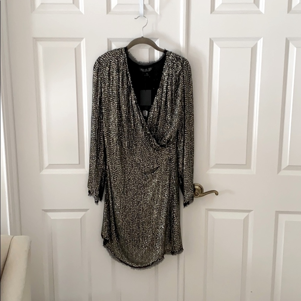 Rachel Zoe Silver Embellished Sheath Silk Dress